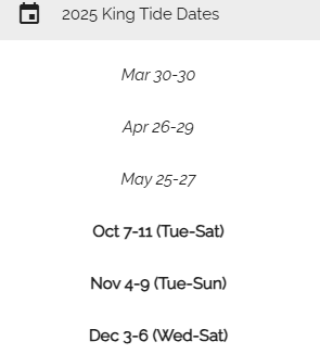 King tide dates